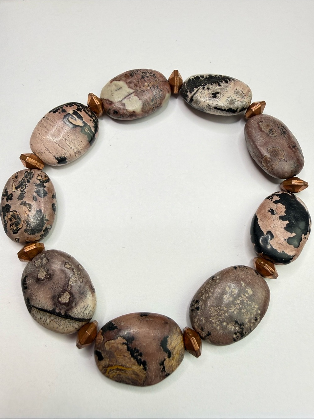 Picasso Jasper & Copper Beaded Bracelet  - Natural Crystal Stone